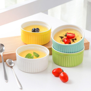 Spot wholesale Shufulei ceramic baking bowl candy-colored pudding bowl ice cream bowl baby Steamed Egg Bowl dessert bowl
