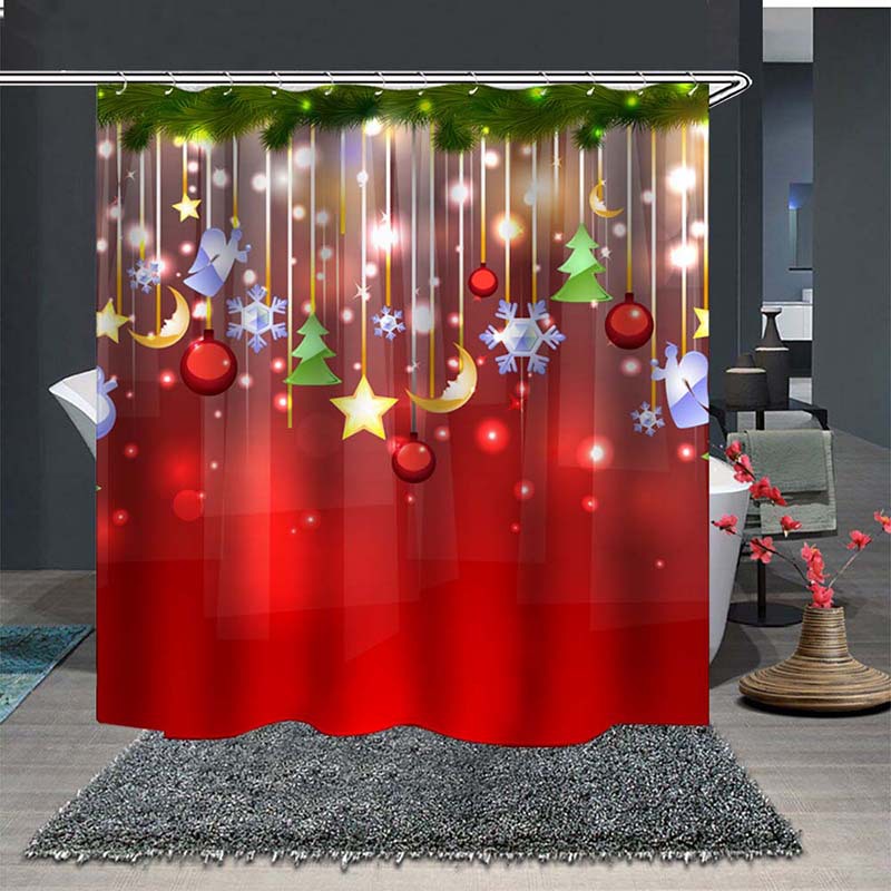 Cross-border direct supply digital printing Christmas shower curtain toilet partition waterproof mildew-proof bathroom shower curtain size can be customized