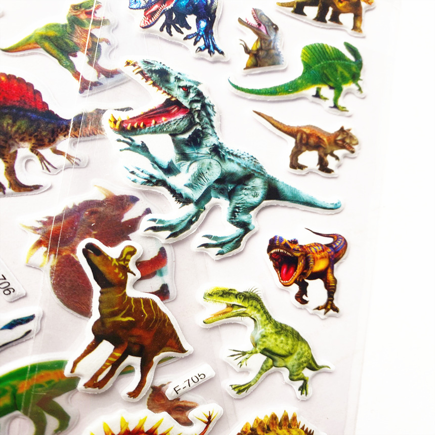 Dinosaur Stereo Stickers Cartoon Children's Early Education Repeatable Jurassic Bubble Stickers Animal Pattern Stickers