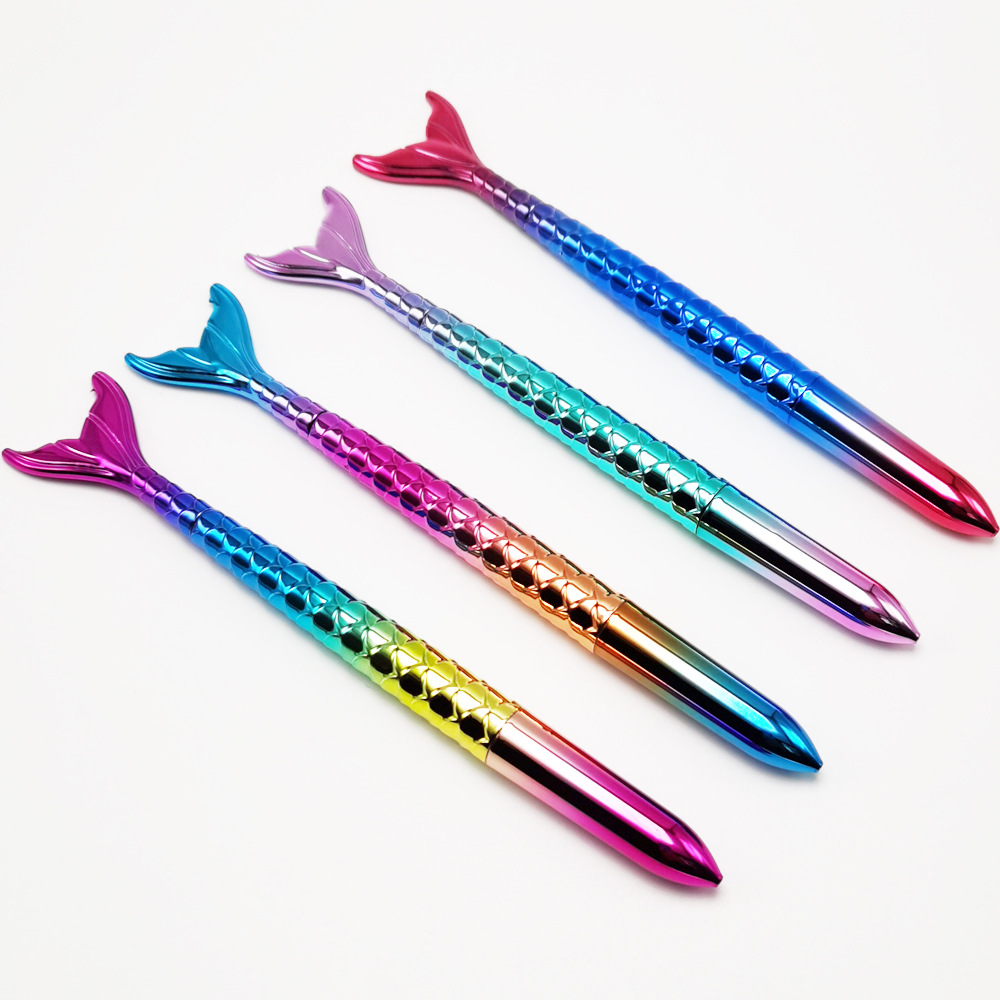 Creative cute cartoon mermaid shape gift ballpoint pen UV gradient fishtail student signature gel pen