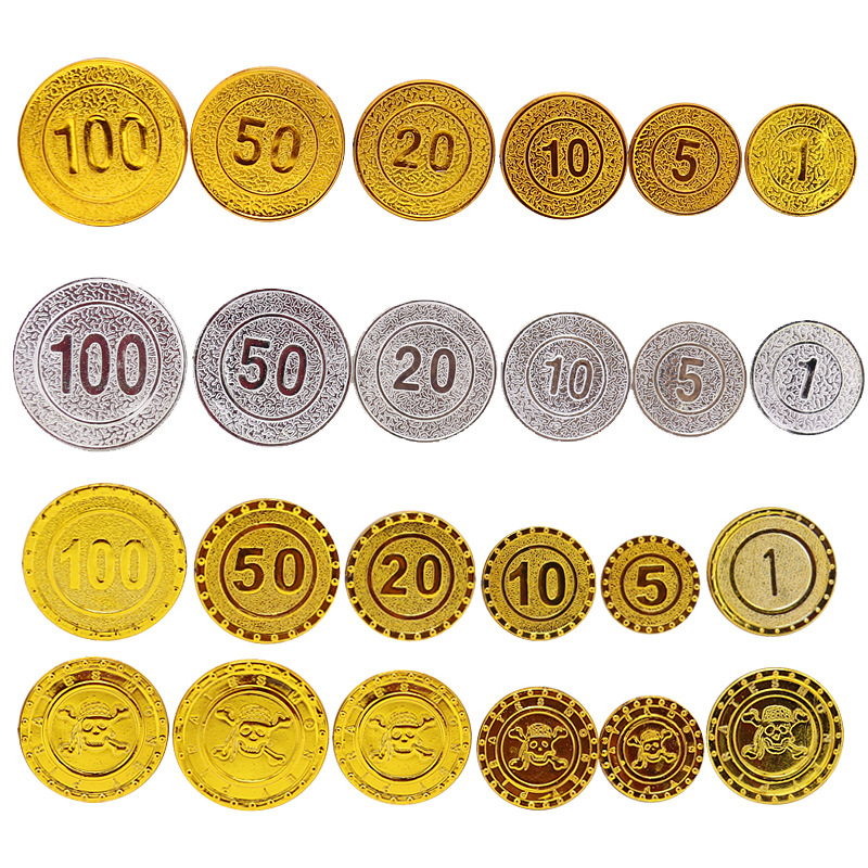 Pirate Gold Coin 1 Yuan 5 yuan 10 yuan 20 yuan 50 yuan 100 yuan Gold Coin Chip Coin Gold Coin Prop Toy
