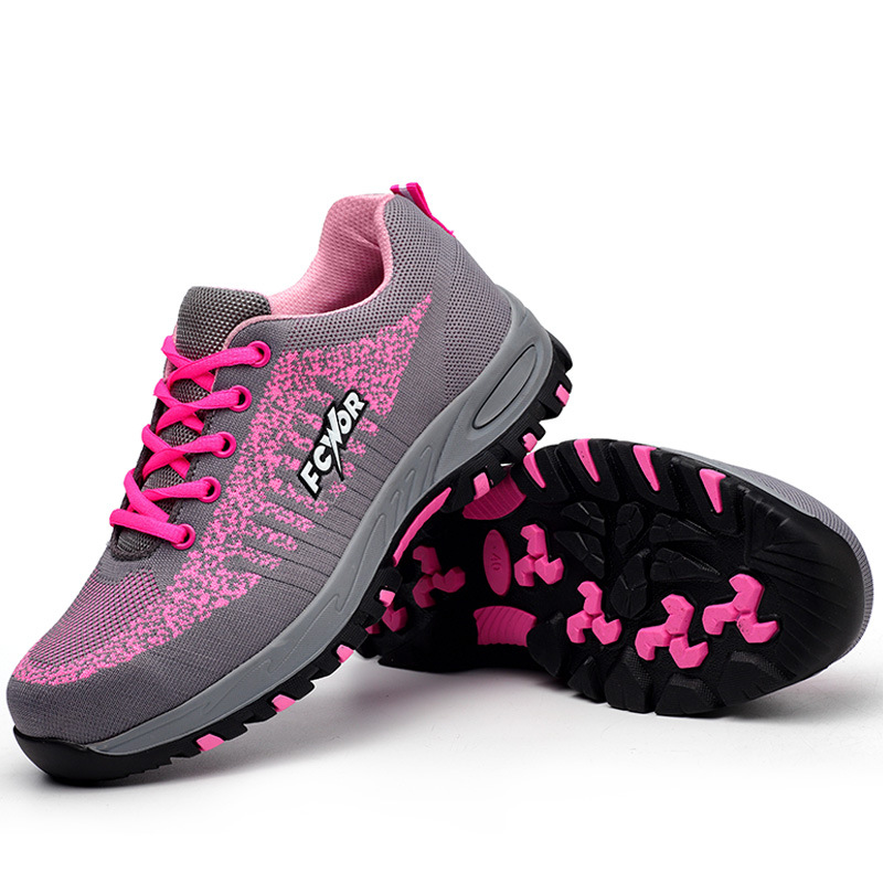 Flying Woven Labor Protection Shoes Women's Anti-smashing and Anti-piercing Work Good-looking Fashion Labor Protection Shoes Women's Comfortable Non-slip Protective Shoes