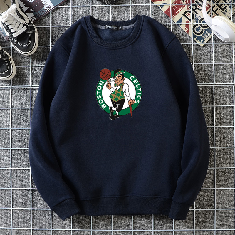 NBA Celtics Owen basketball jersey round neck hooded sweater men's fleece-lined warm autumn and winter long sleeve top