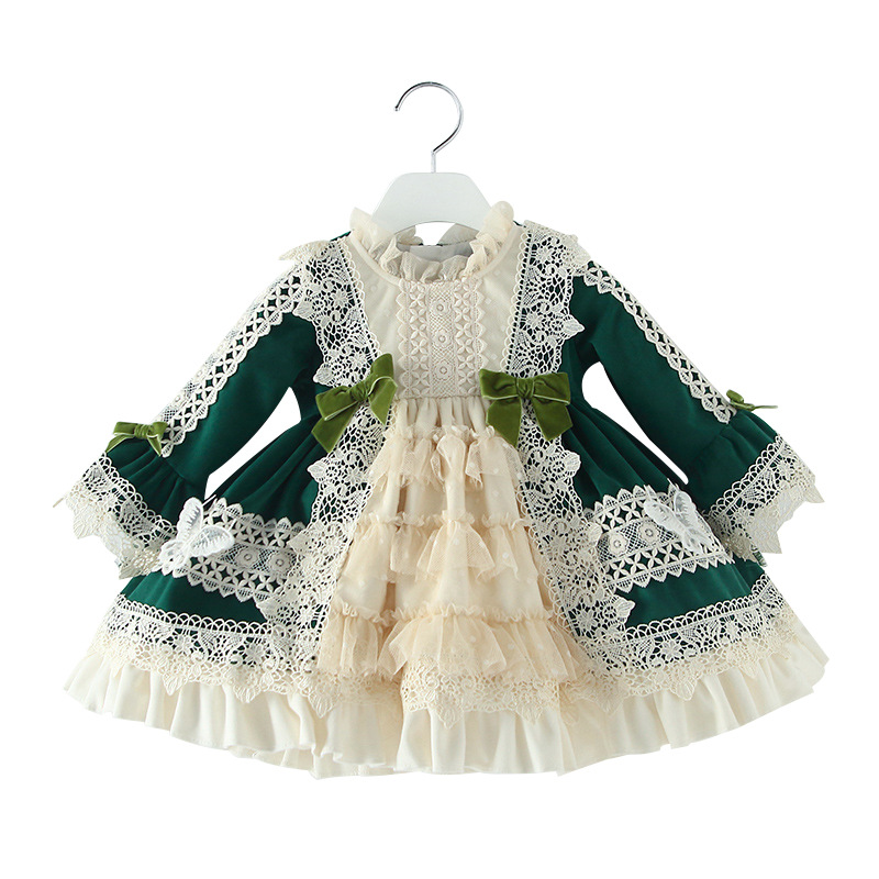 One Piece 2022 Fall/Winter Lolita Lolita Dress Girls Spanish Princess Dress Fall/Winter Velvet Dress