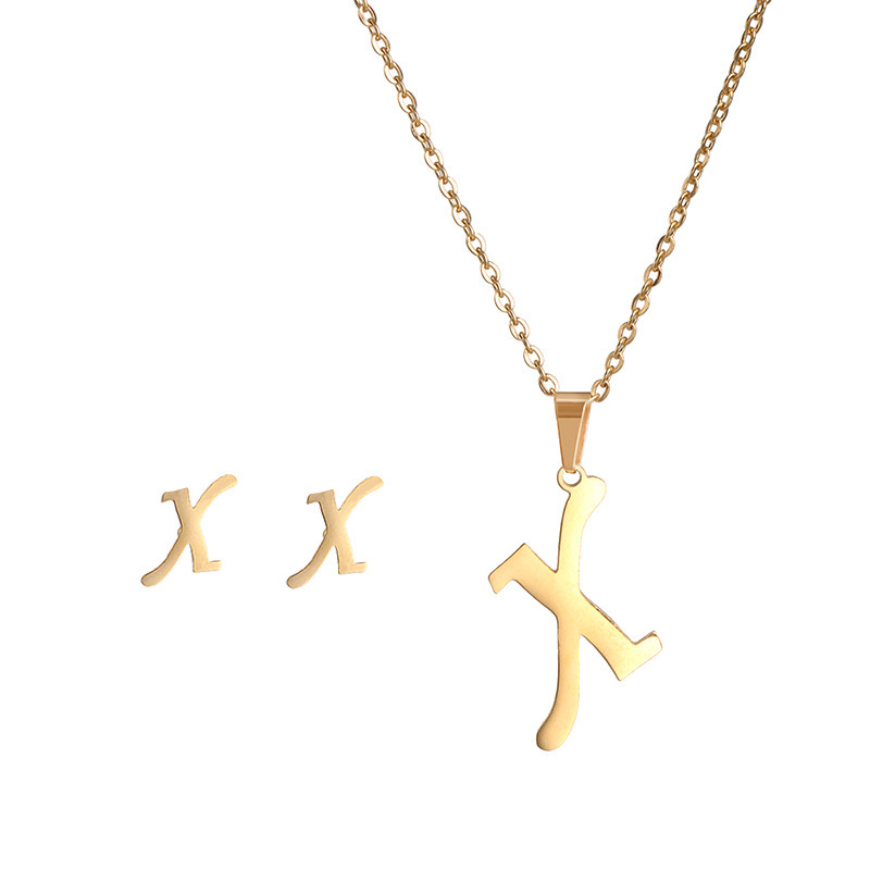 2024 new stainless steel pendant 26 English letter necklace European and American fashion jewelry does not fade spot wholesale