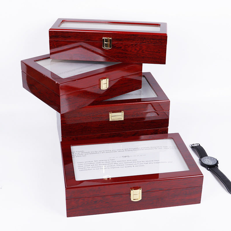 Wooden box box rectangular watch box with lock necklace box suitable for colleagues, relatives, friends and classmates