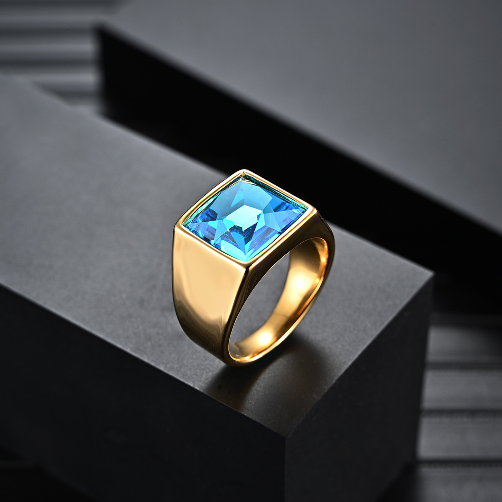New domineering titanium steel casting ring stainless steel gem ring fashion personality Dongguan origin foreign trade supply