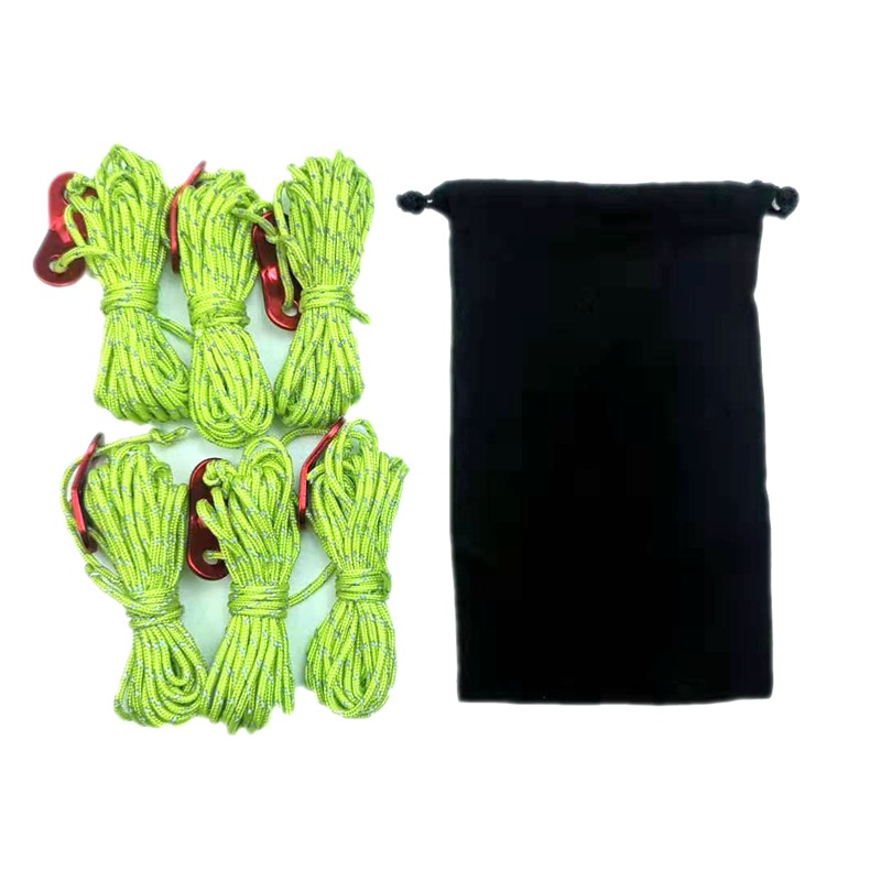 3mm umbrella rope bag outdoor tent rope canopy tent accessories aluminum alloy double hole wind rope buckle 4 meters a 6 pack