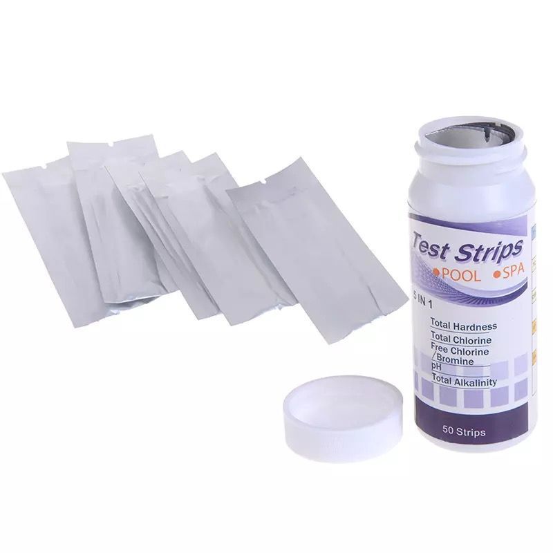 5-in-1 swimming pool test paper total hardness total chlorine pH value total alkali free bromine free chlorine detection 5-in-1
