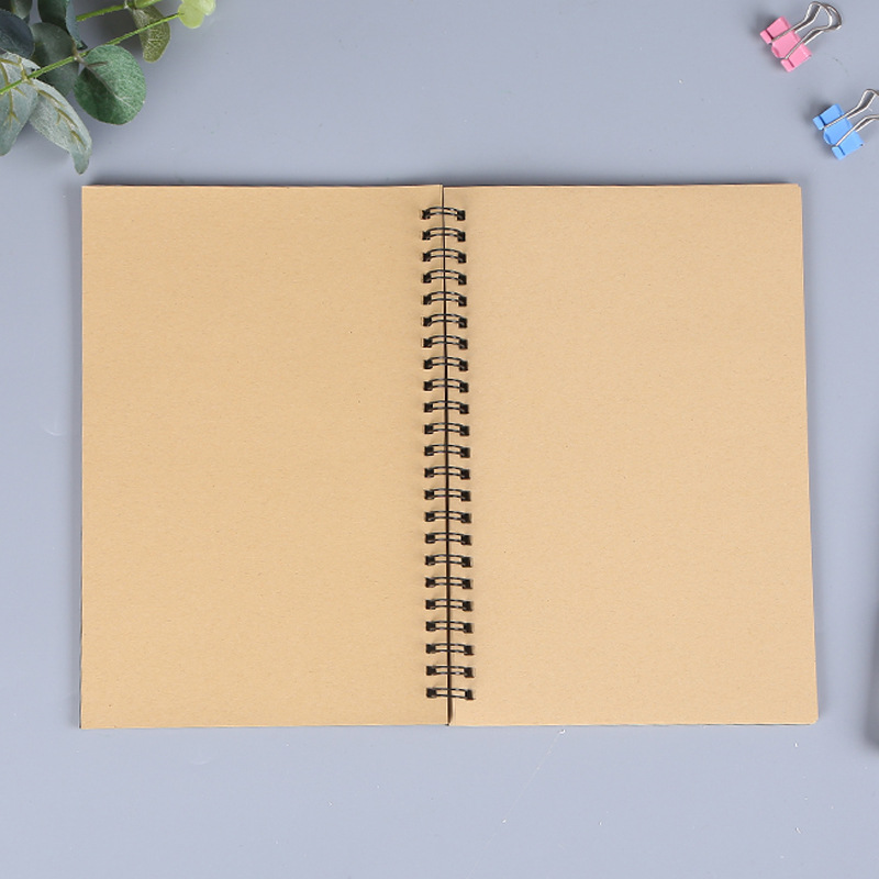 Simple Black Cover Cowhide Cover Coil Book A5 Notepad Notebook Graffiti Sketch Book Customizable