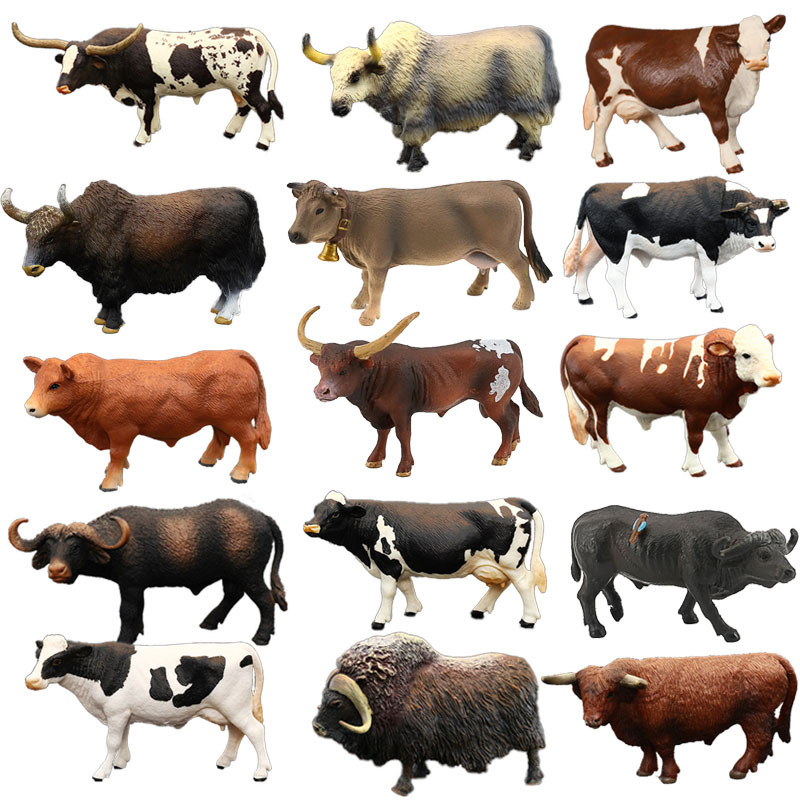 Children's Simulation Animal Toy Wild Animal Model Set Solid Buffalo Cattle Cow Bison Bullfight