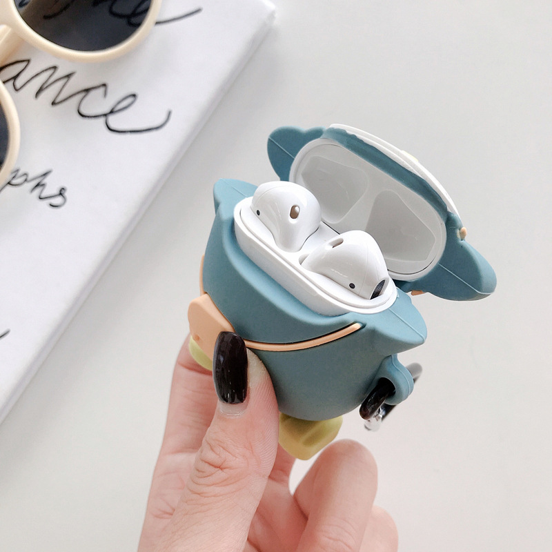 For AirPods 1/2 generation backpack Penguin silicone protective case standing cartoon wireless Bluetooth headset protective case