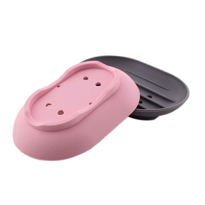 Amazon Colorful Non-slip Silicone Soap Rack Drain Soap Box Silicone Soap Holder Toilet Punch-free