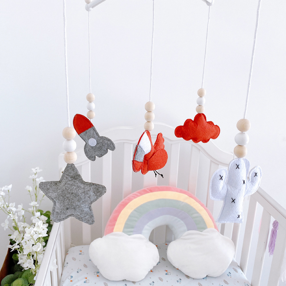 ins Decorative Nordic Style Crib Felt Wind Bell Baby Bed Bell Bed Mantle Wind Bell Children's Room Decorative Hanging Ornaments