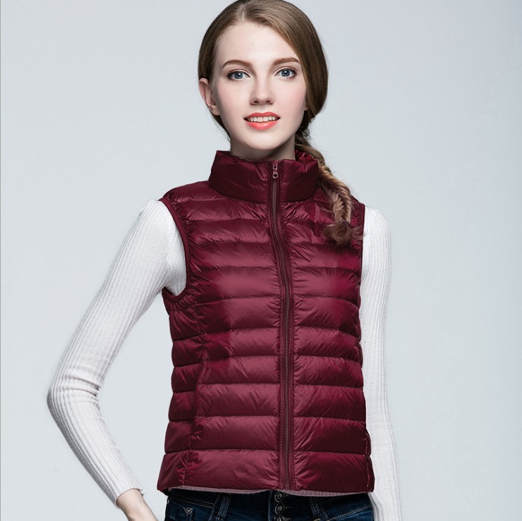 Cross-border Explosions Down Vest Women's Autumn and Winter Lightweight Short Korean Style Slim-fit Large Size Vertical Collar Vest Inner Tank Coat Trendy
