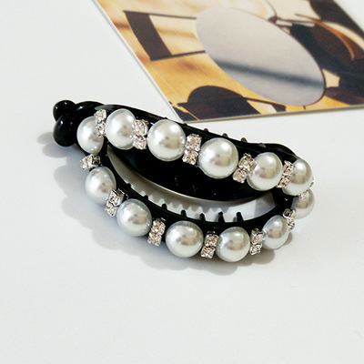 Fermaglio per capelli ovale cavo con strass di perle alla moda coreana, accessori per capelli all'ingrosso, fermaglio per coda di cavallo per adulti, grande fermaglio a torsione, fermaglio con impugnatura all'ingrosso_voghion.com