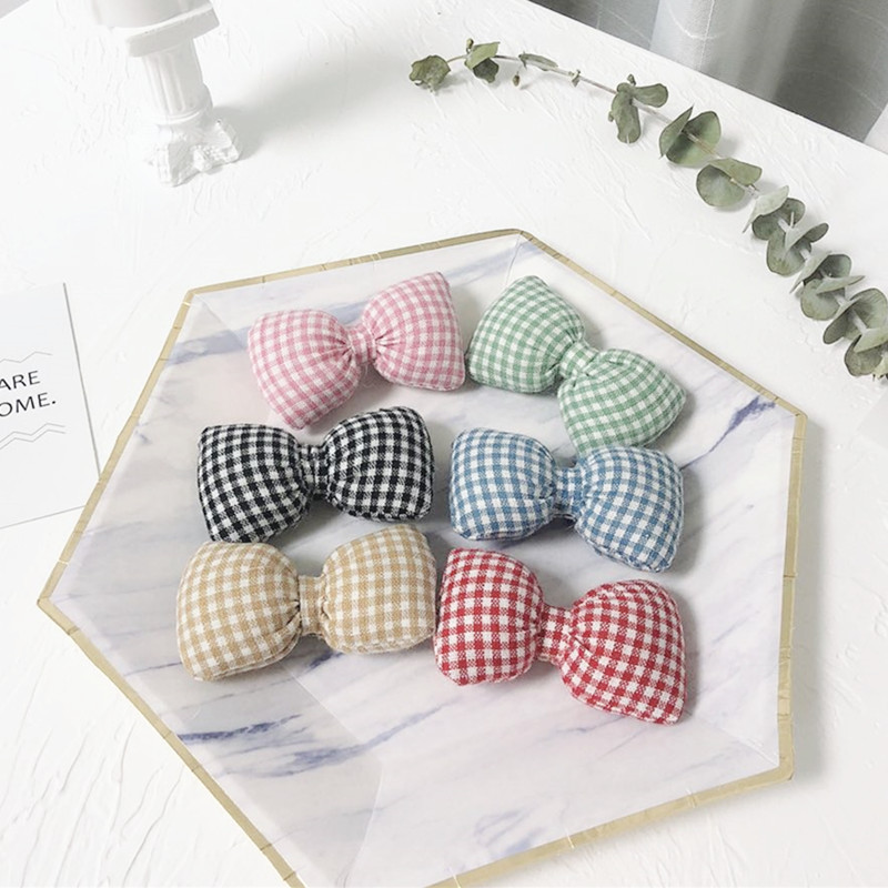 ins Popular Fabric Cotton Plaid Bow Accessories Hair Accessories Hairpin diy Accessories Clothes Baby Socks Decoration