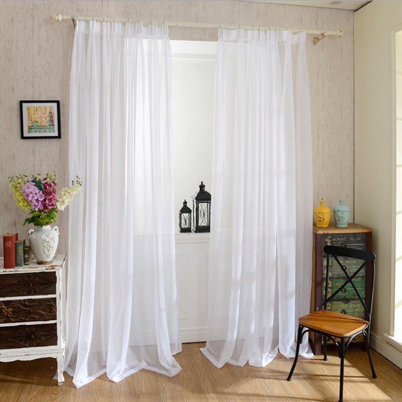 Factory direct sale Trilon white window screen curtain rod bag buttonhole cross-border Amazon curtain fabric finished product custom wholesale