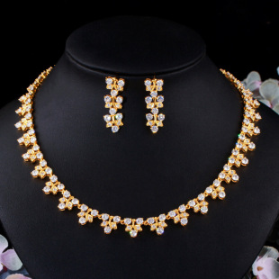 Simple leaf shaped vermiculite bride weddings electroplating gold two -piece set banquet accessories jewelry set