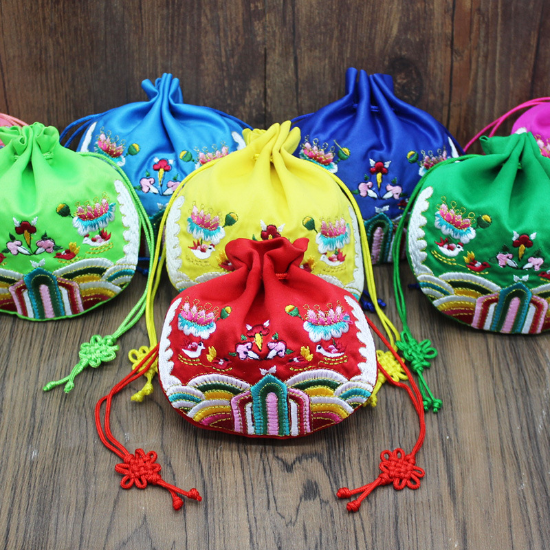 Dragon Boat Festival Single-sided Embroidery Mandarin Duck Water Semi-round Sachet Sachet Embroidery Quality Sachet Empty Bag Double-layer Bundle Pocket
