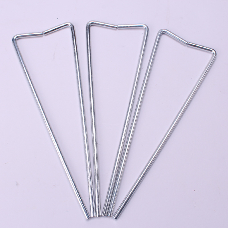 Factory wholesale 7-shaped ground nail tent football door agility ladder accessories curved hook electroplating steel ground nail L-type fixed nail