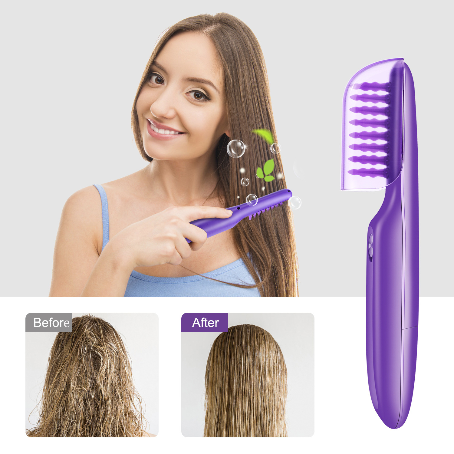 Anti-knot rotating comb Electric Detangling Brush multi-functional wet and dry hair comb