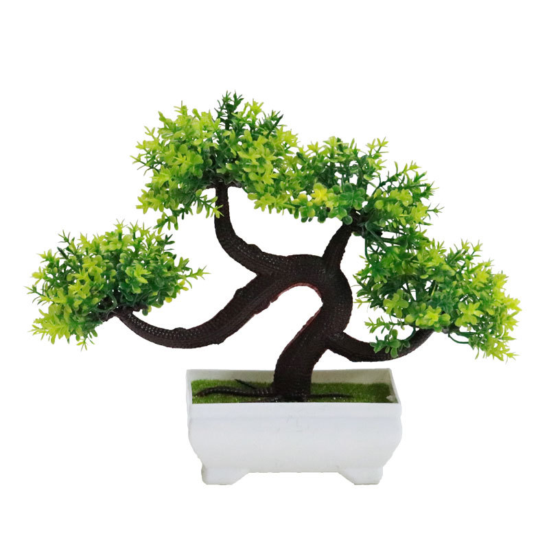 Factory Direct supply simulation welcome pine potted green bonsai pine small bonsai home decoration desktop decoration