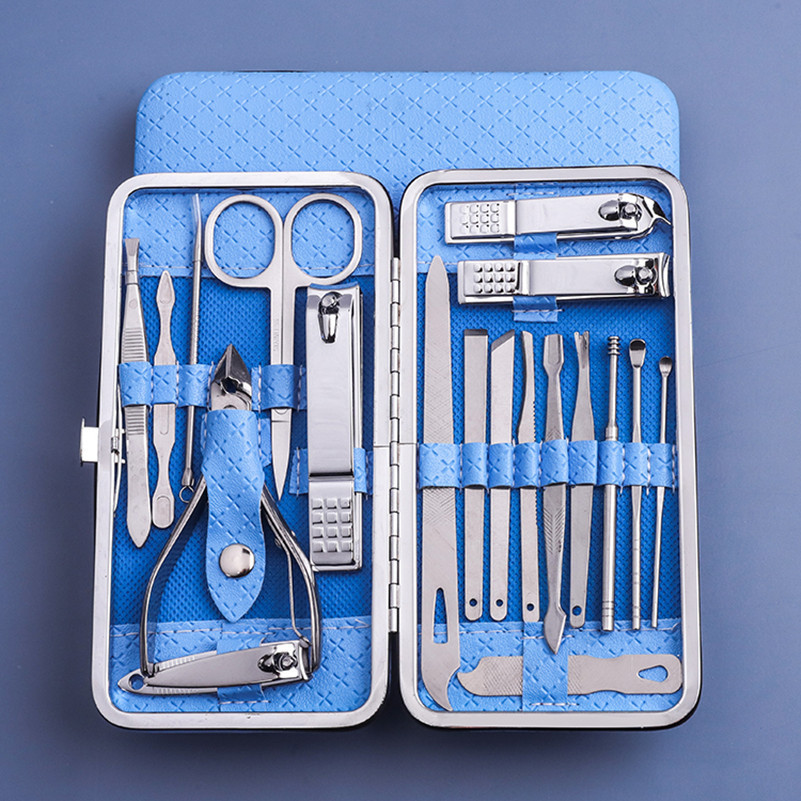 Chickenmouth stainless steel nail pedicure knife scissors care kit manicure set 19 piece nail clippers tool full set