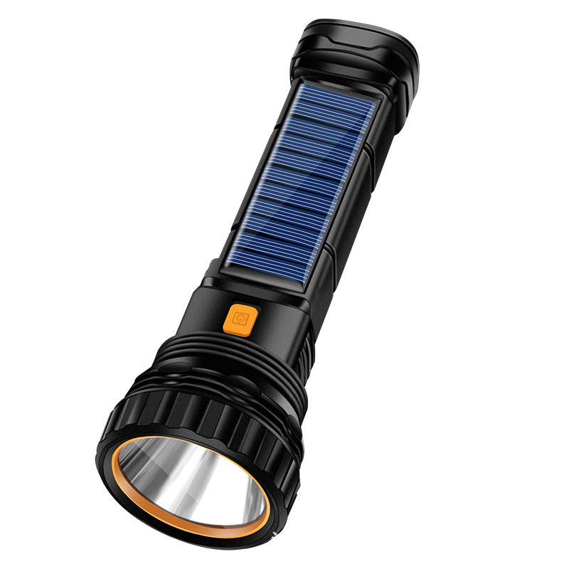 led strong light solar flashlight USB rechargeable portable small flashlight outdoor super bright multifunctional emergency light