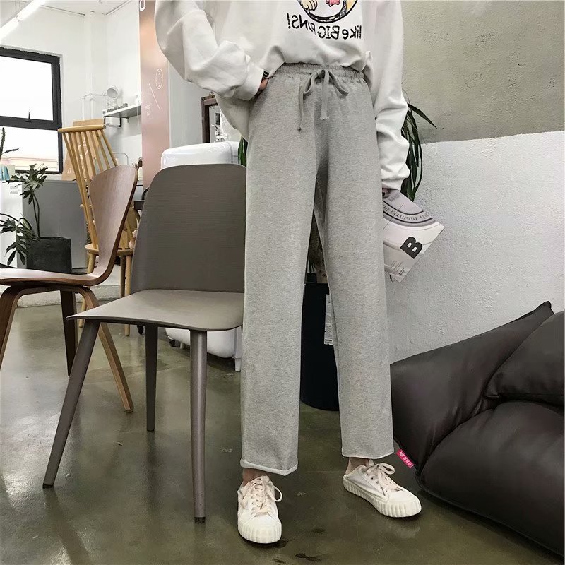 Women's 2025 Summer New Korean Style High-Waisted Droopy Wide Leg Pants with Elastic Waist Loose Casual Solid Color Nine-Segment Student Pants