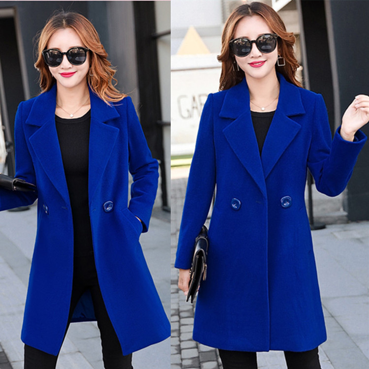 2020 autumn and winter New Amazon ebay woolen women's coat AliExpress double-breasted coat wholesale multi-color multi-size