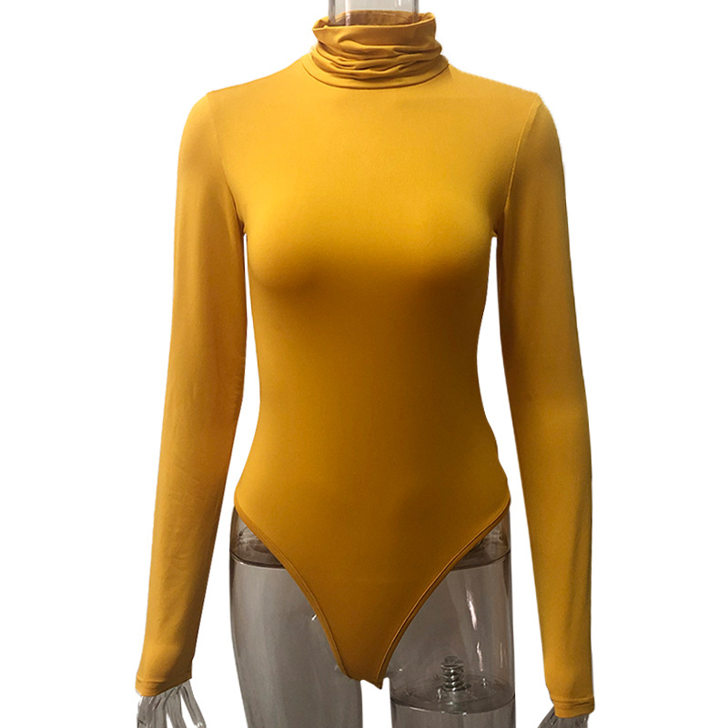 2024 Autumn and Winter Long Sleeve High Neck Bottoming Shirt Women's Clothing Amazon Europe and America Cross-border Tight-fitting jumpsuit bodysuit