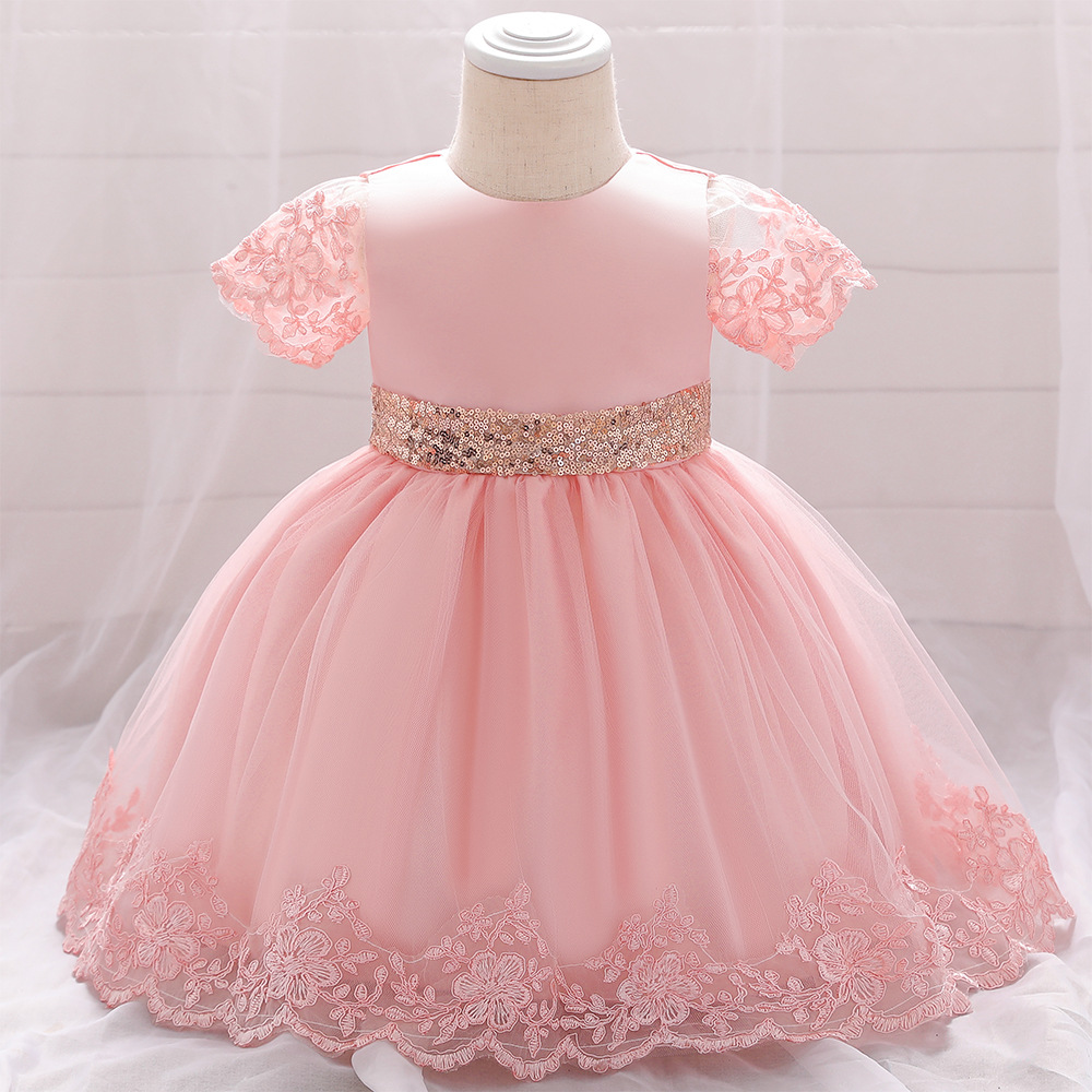 Europe and the United States Amazon source girls puffy princess skirt bow sequins baby dress children's photo clothing