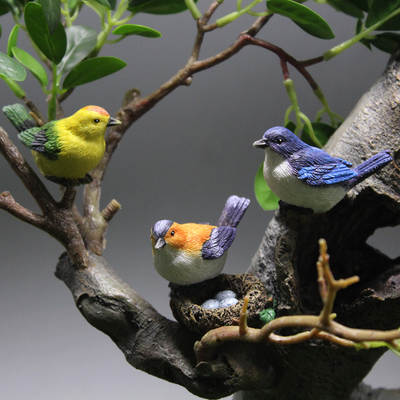 Bird resin foreign trade crafts cute simulation bird nest gardening bonsai decoration accessories bird egg micro landscape ornaments