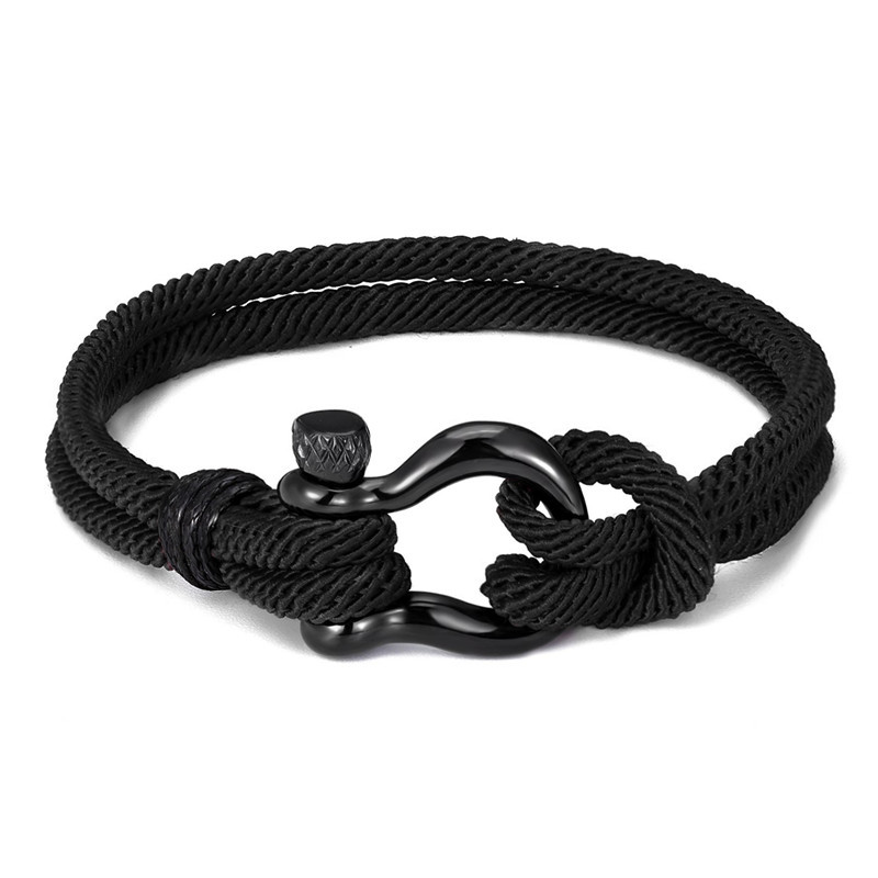 AliExpress Comercio exterior pulsera europea y americana de los hombres pulsera de acero de titanio tejido hebilla de herradura pulsera de joyería de acero inoxidable