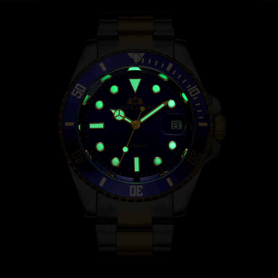 Montre automatique mécanique pour homme avec bande d'acier solide et lumineuse, entièrement en acier inoxydable, étanche, fantôme d'eau MONTRE AUTOMATIQUE_voghion.com