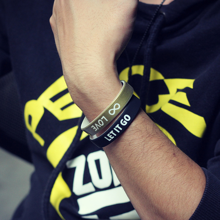 American Whisper Inspires Positive Energy Bracelet Trendy Brand for Men and Women Couple's Inspirational Two-Color Silicone Bracelet Peace Article