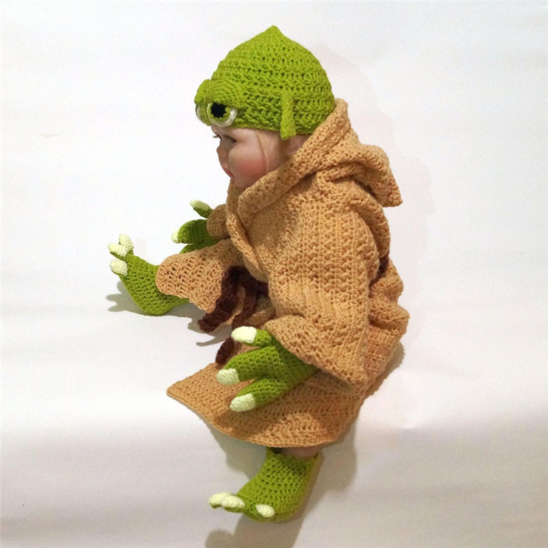 Halloween Dress Yoda Baby Hundred Days Photography Costume Yoda Knitted Five-Piece Knitted Photography Suit