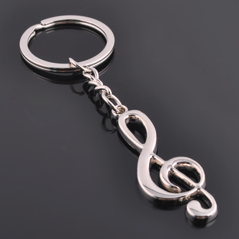 Creative practical gift personalized note metal keychain advertising small pendant music symbol key ring chain hanging