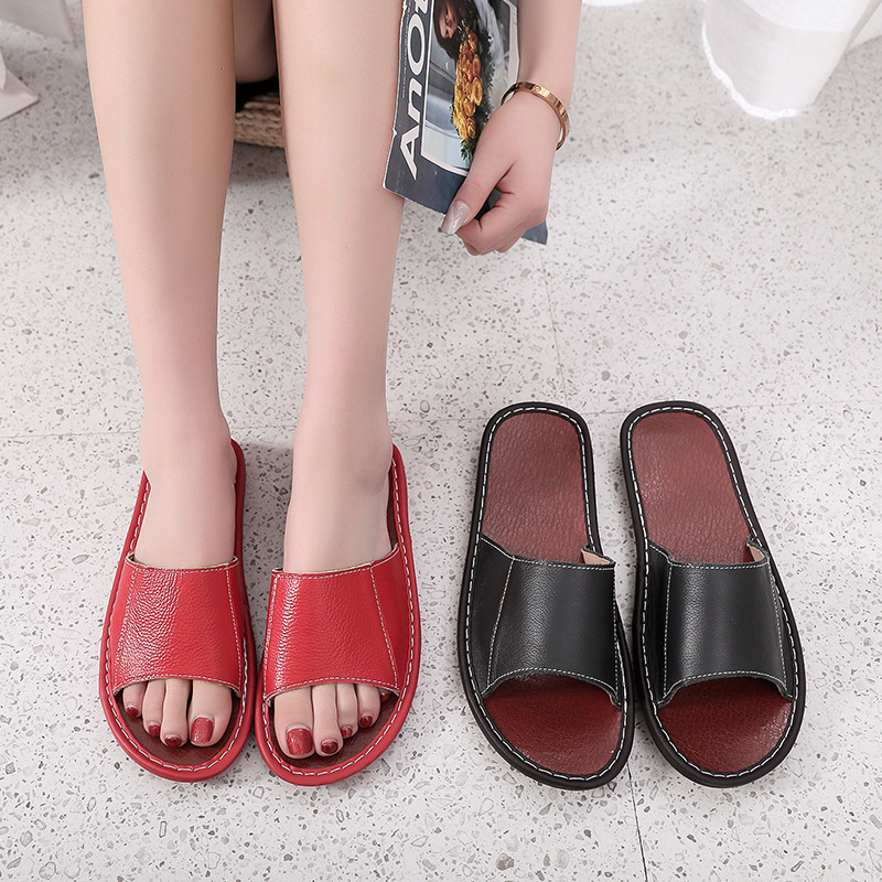 2023 Summer vamp made of first layer cowhide home slippers for men