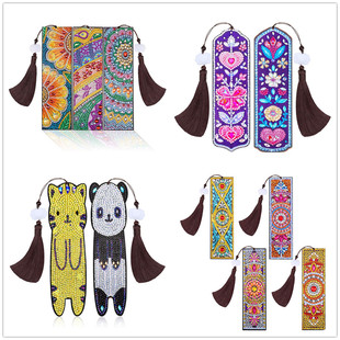 diy Diamond painting bookmark derivatives shaped diamond Mandala 5d diamond embroidery diamond pattern decorative tassel leather