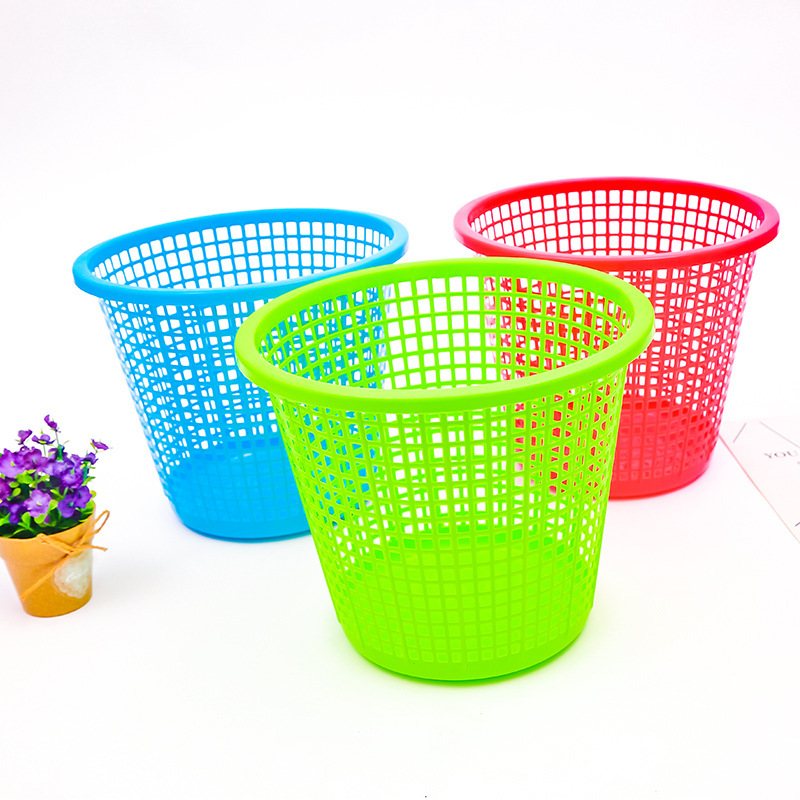 One yuan toilet trash can color plastic hollow drain home office kitchen wastepaper basket department store trash can