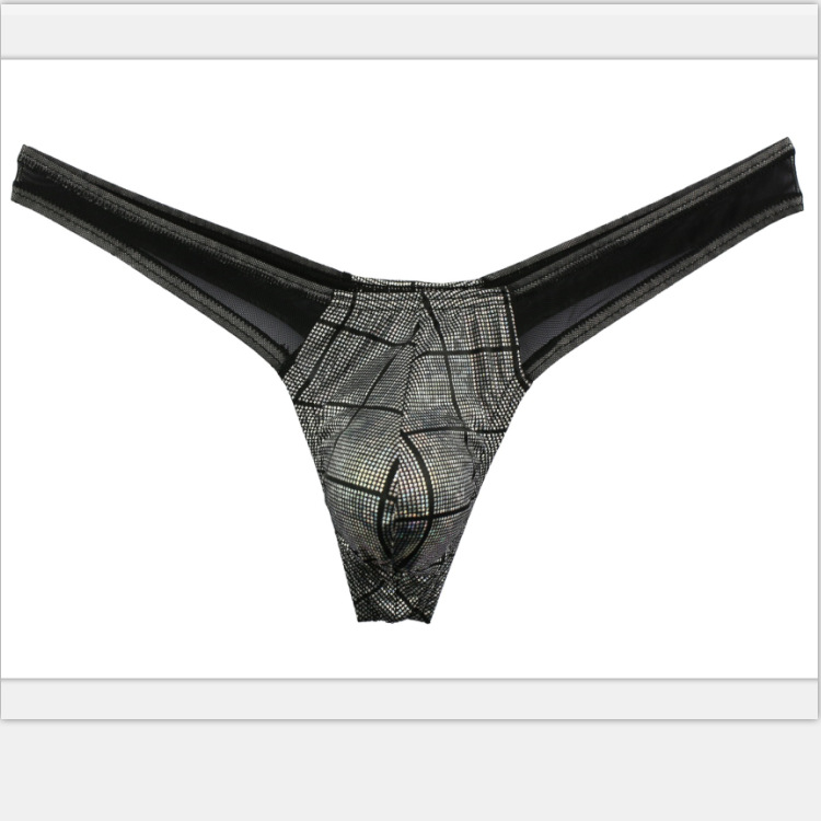 New men's mesh leather thong elastic sexy luminous comfortable breathable trend.