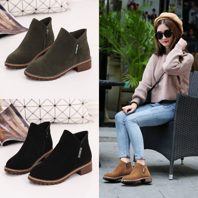 2024 Winter Boots Cotton Boots Women's Boots Low Heel Square Heel Foreign Trade Large Size Explosions 42boots Short Boots Martins Women's Shoes