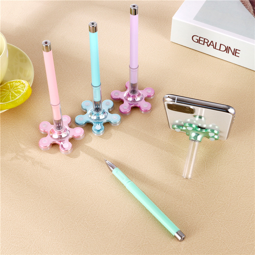 Creative Suction Cup Mobile Phone Bracket Pen Desk Pen Simple Office Multifunctional Gel Pen 0.5mm Advertising Gift Pen