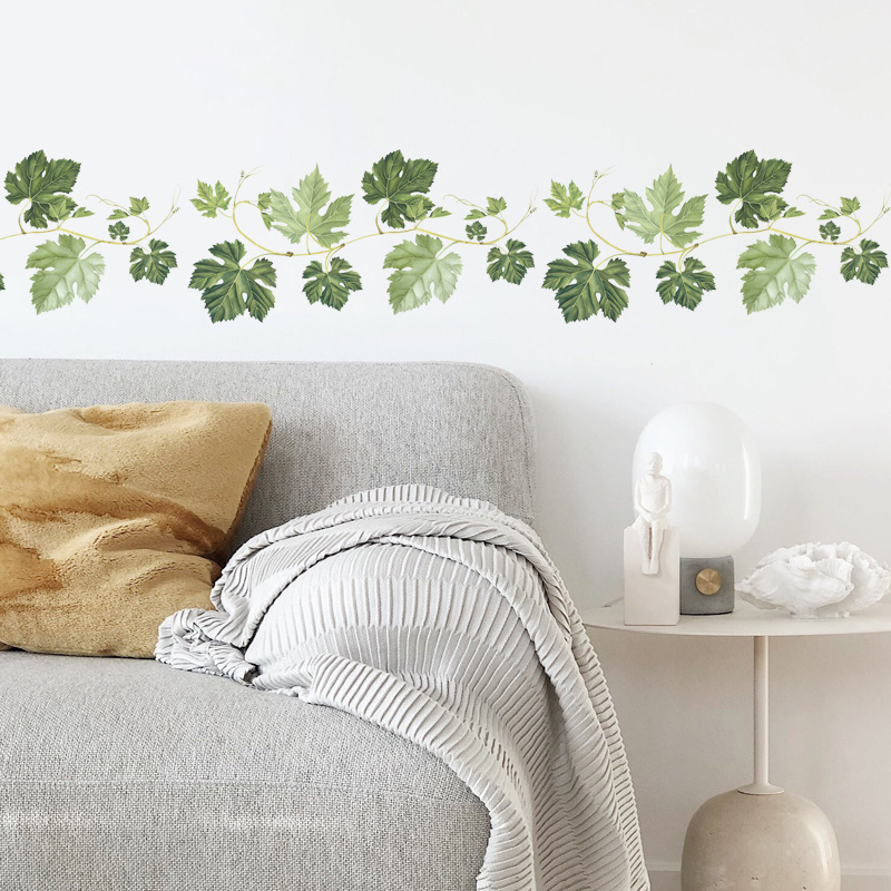 新款FX-B12绿色叶子蔓藤腰线墙角线卧室客厅玄关家居墙面装饰贴纸