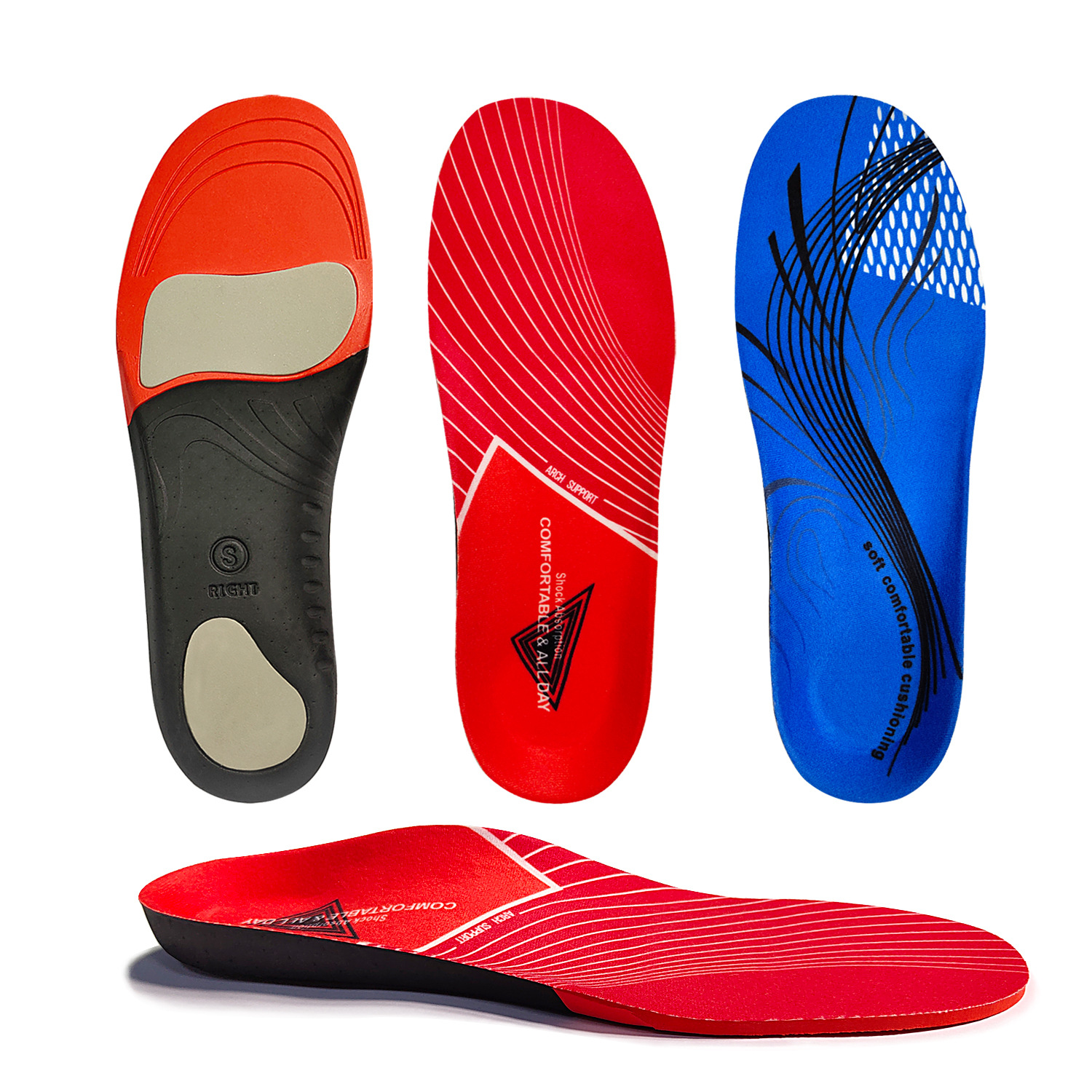 Arch support flat foot inner eight-word external orthopedic correction men and women sports shock absorption breathable children adult insole