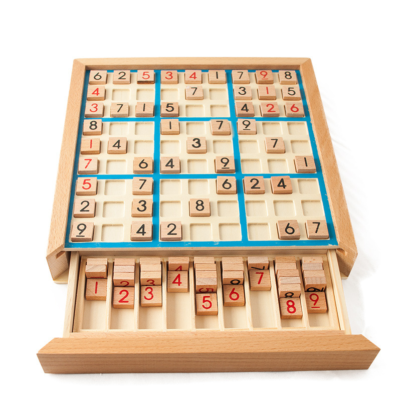 Wooden Sudoku Jiugongge Game Chess Primary School Students' Logical Thinking Children's Educational Table Games Toys Chessboard with Questions