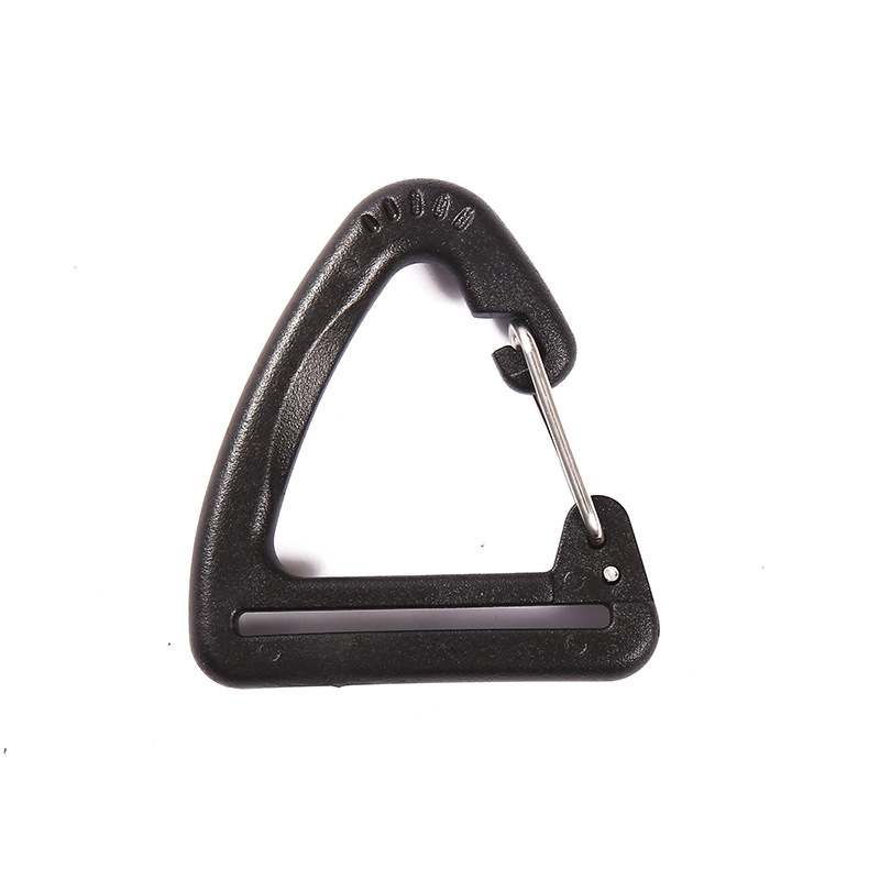 Factory plastic carabiner tactical keychain outdoor nylon webbing buckle triangle elastic Hook supply wholesale