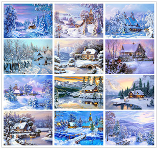 Full Diamond snow 5d Diamond painting diy digital oil painting foreign trade export manufacturers for the supply of home decoration cross stitch